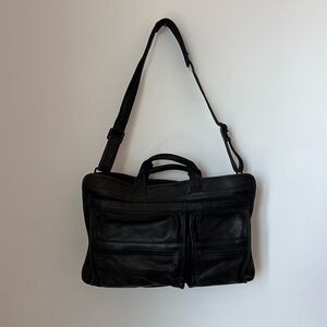 Tumi Black Leather Travel Bag Messenger Bag